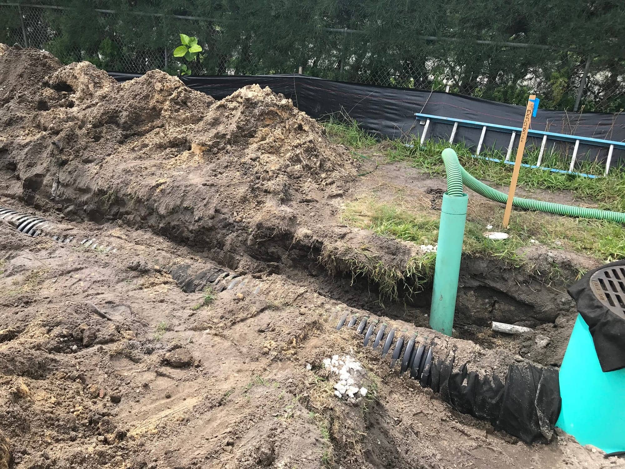 Drainage trench and utility runs open on a site in Palm Beach County